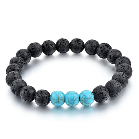 Lava Bead and Turquoise - Aromatherapy Bracelet